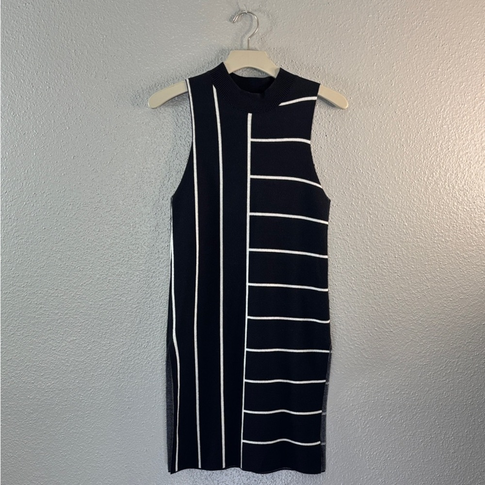 Topshop Black and White Geometric Mini Dress